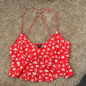 Red cropped tank top from Forever 21. Size small has barely been worn
